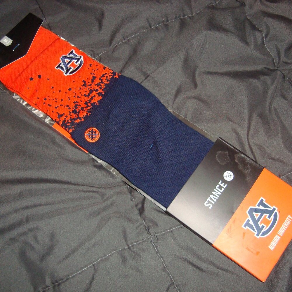 New Stance Auburn University Tigers Socks Sz. M (6-8.5) orange NWT dip NCAA